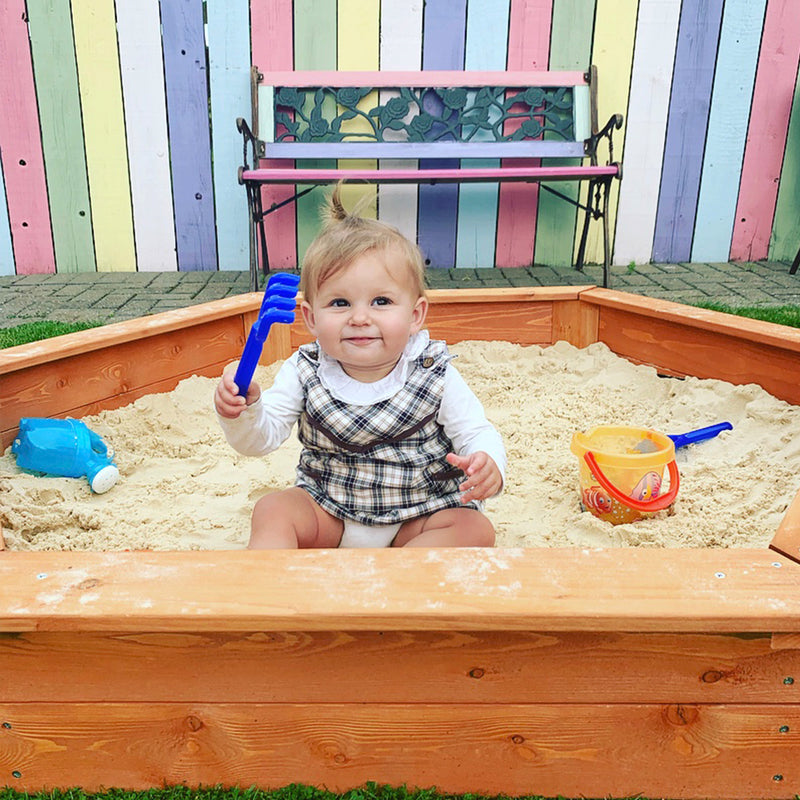 Hexagonal Sandbox with Cover and Wooden Lid